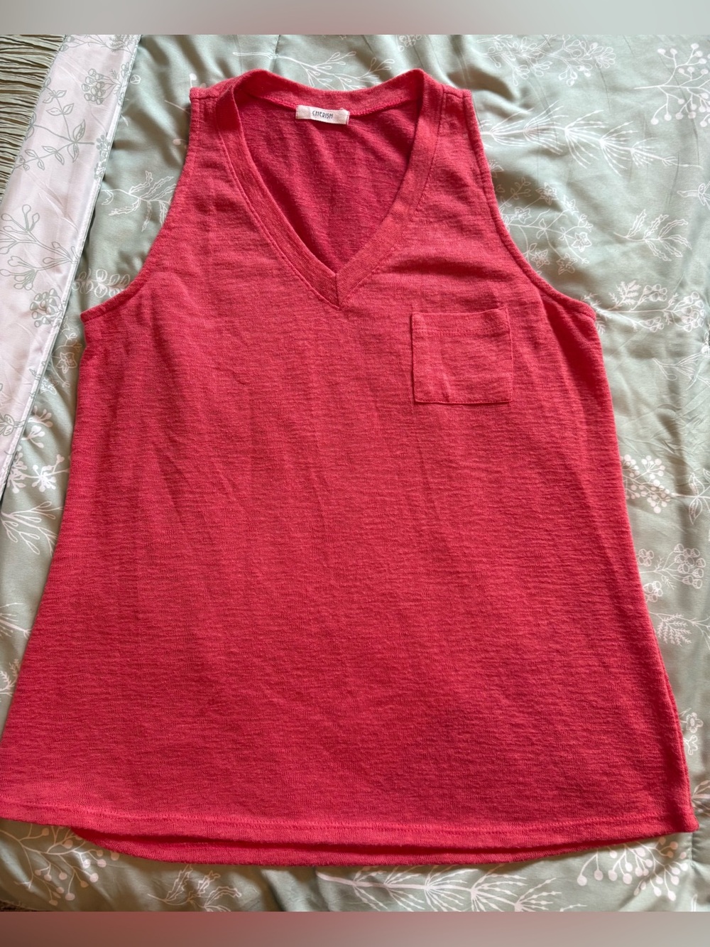 Cherish V-Neck Sleeveless Knit Tank in Bright Pink